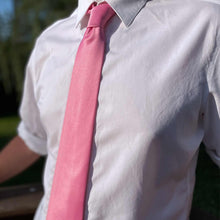 Load image into Gallery viewer, Man outside wearing a light pink tie and white dress shirt