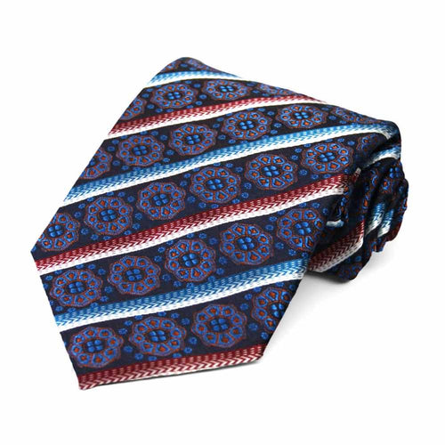 Burgundy Mesa Medallion Stripe Necktie